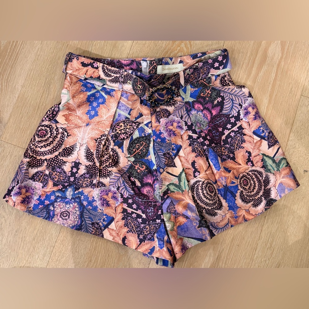 Zimmermann Celestial Tuck short in Amethyst Floral - Size 2 (US 6)